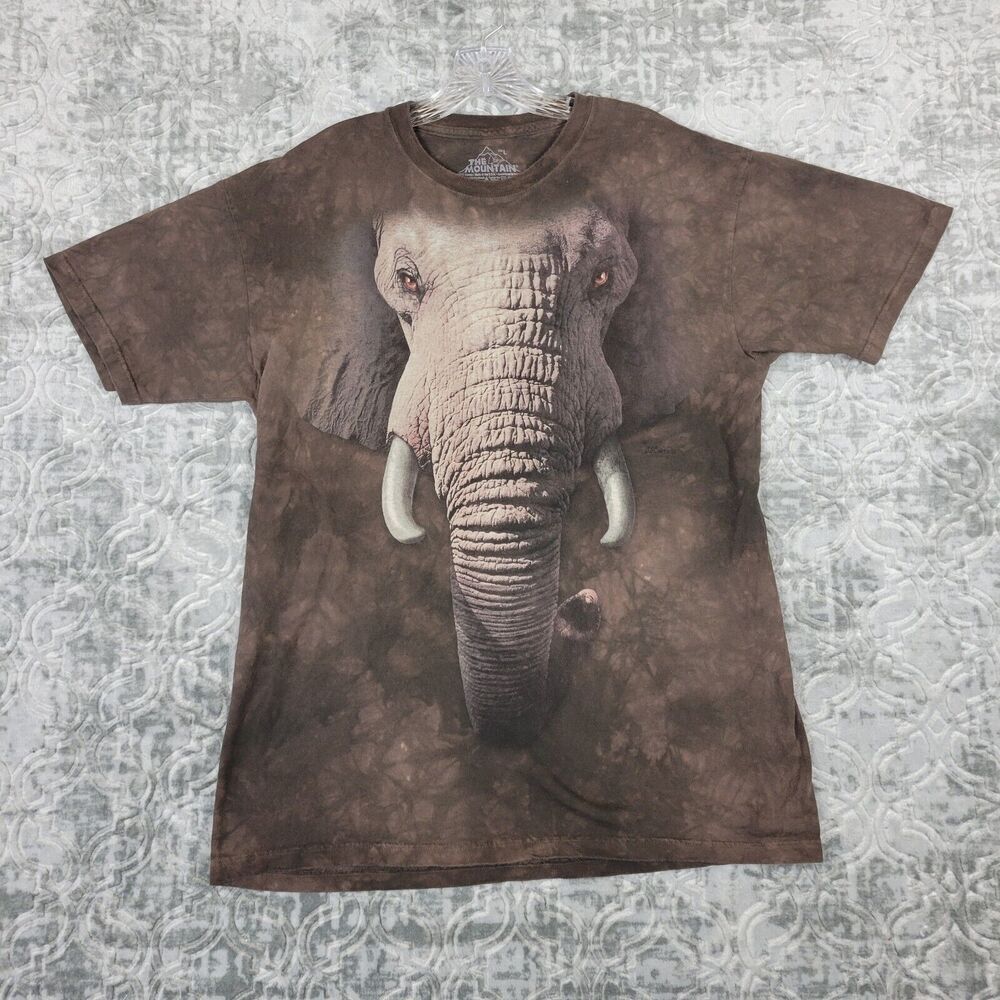 The Mountain Shirt Elephant Mens Large L Brown Graphic Tee Adult Tie Dye